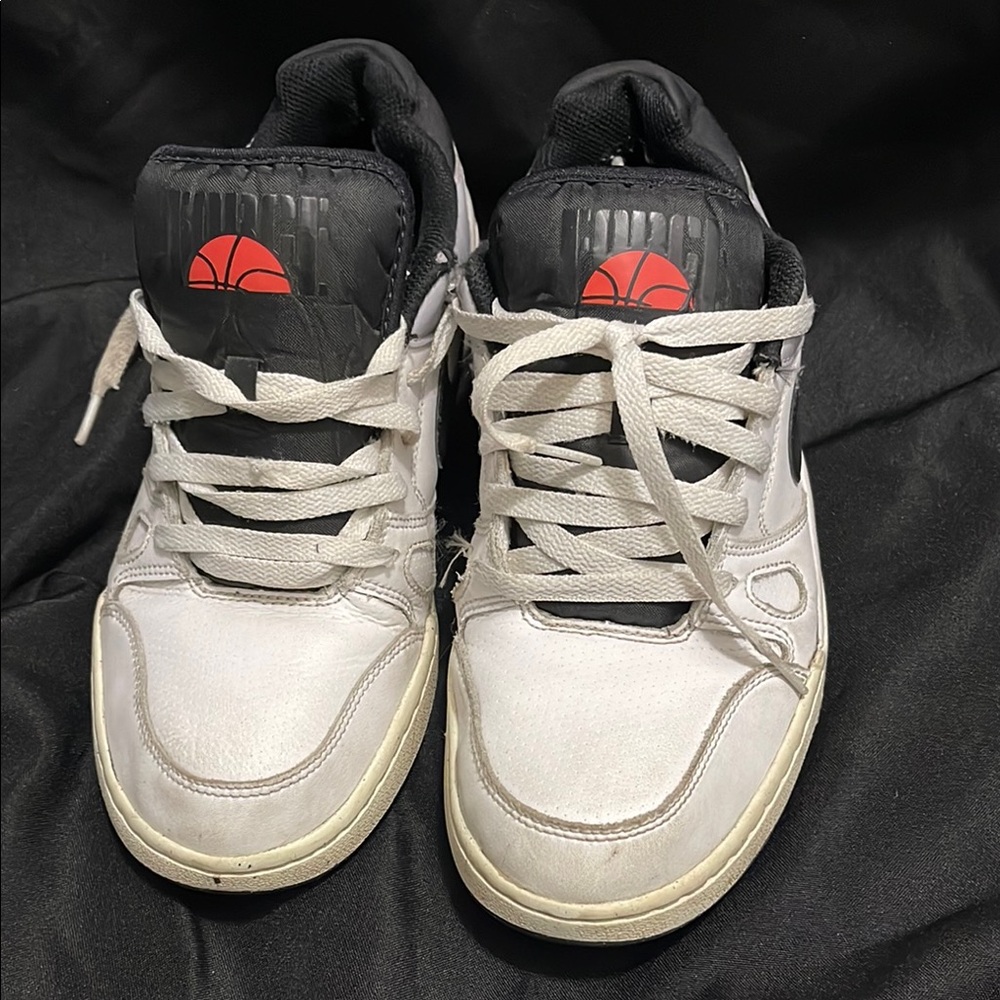 Nike Men's Full Force Low Shoes - White and Black Sneakers with Red Logo